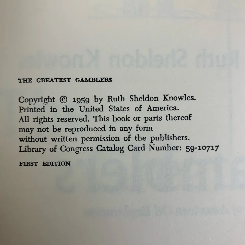 The‎ Greatest Gamblers American Oil Exploration 1959 Ruth Sheldon Knowles Signed